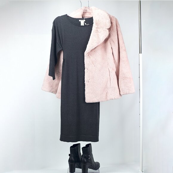 NVLT | BUNNY FAUX FUR SHORT COAT | BLUSH PINK | 100% VEGAN COAT W/POCKETS SIZE S - Picture 3 of 16